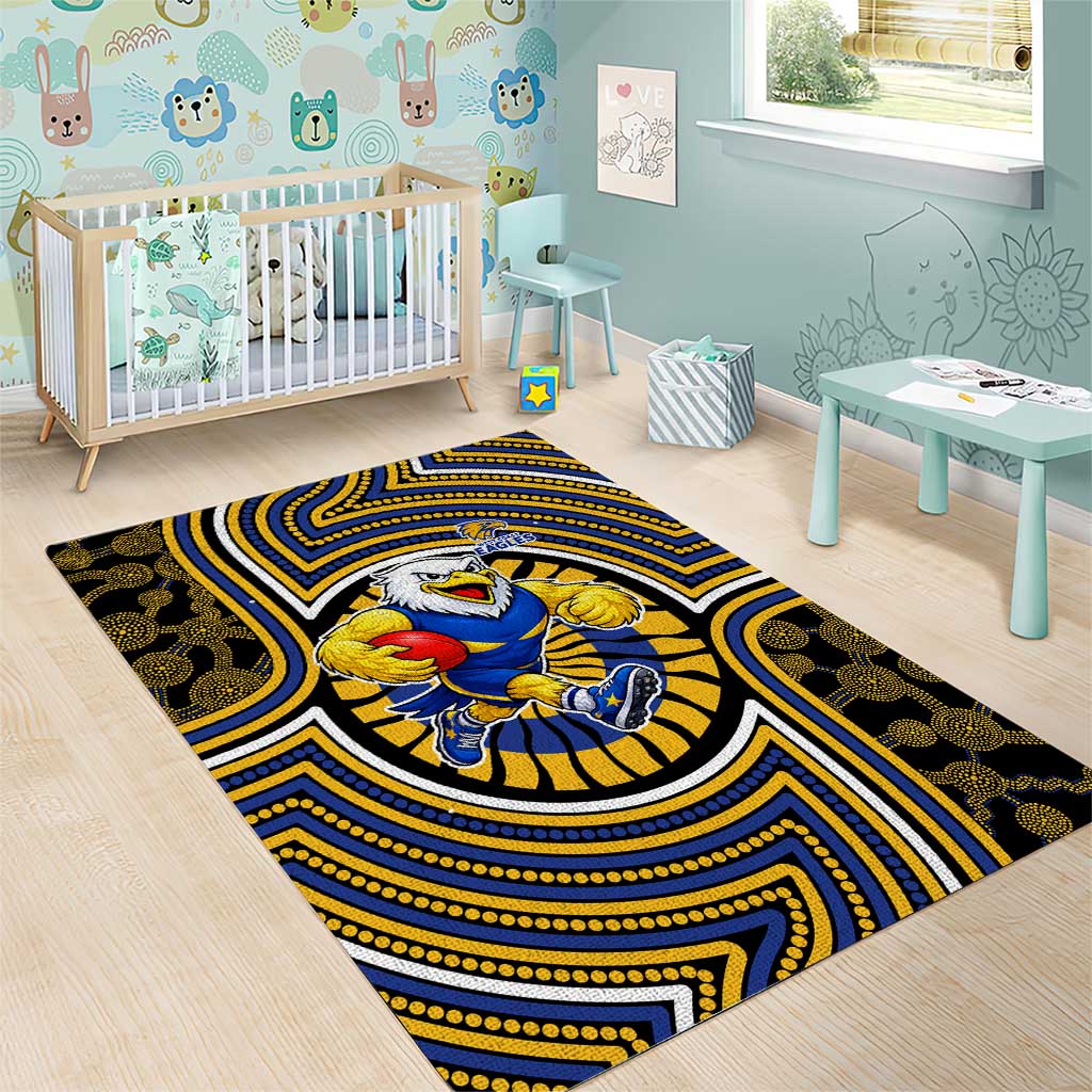 West Coast Eagles Area Rug Indigenous Monochrome Dot Art Mascot Style
