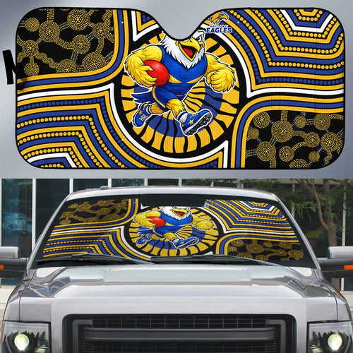 West Coast Eagles Auto Sun Shade Indigenous Monochrome Dot Art Mascot Style
