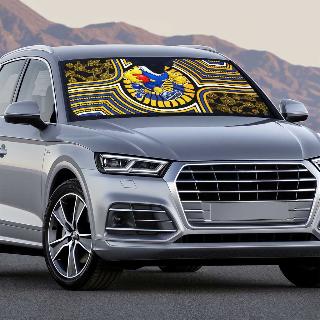 West Coast Eagles Auto Sun Shade Indigenous Monochrome Dot Art Mascot Style