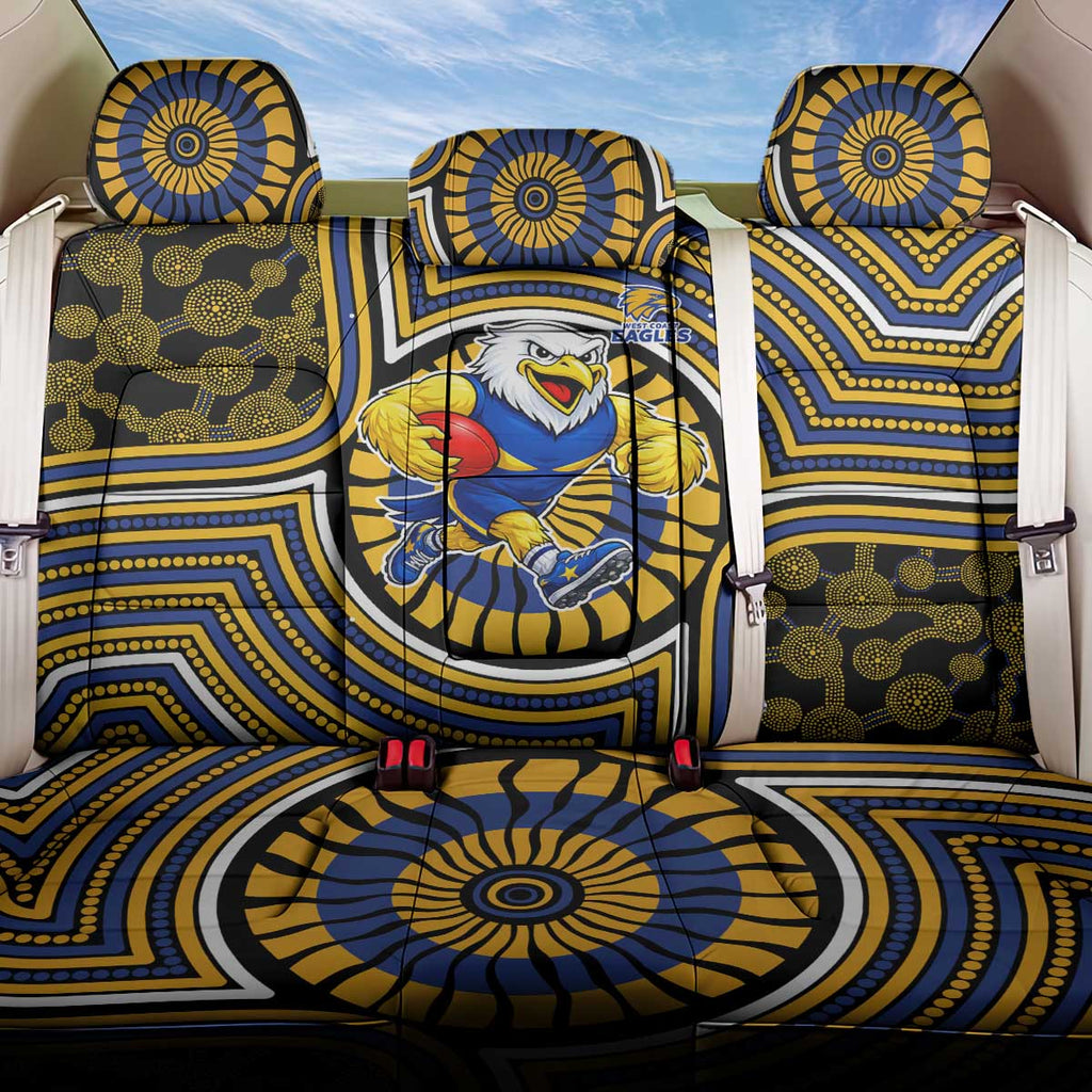 West Coast Eagles Back Car Seat Cover Indigenous Monochrome Dot Art Mascot Style