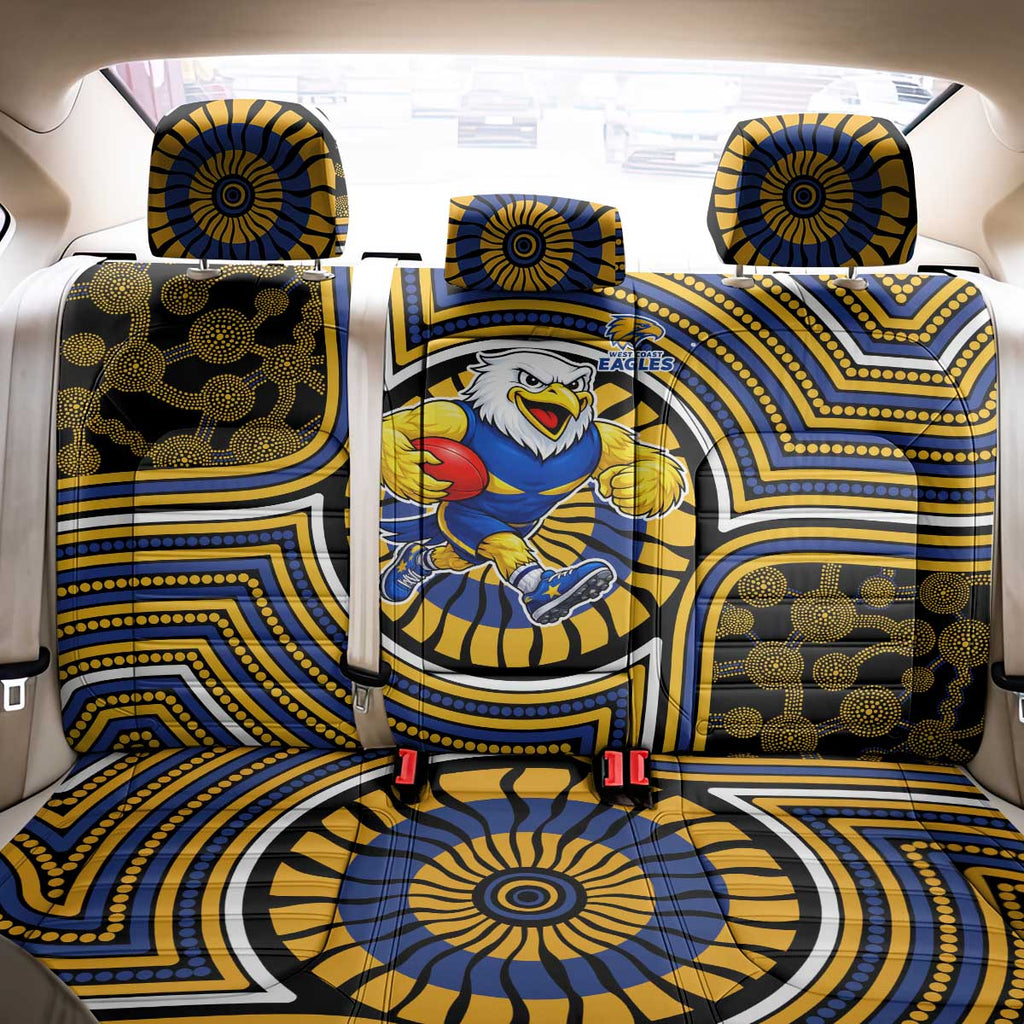 West Coast Eagles Back Car Seat Cover Indigenous Monochrome Dot Art Mascot Style