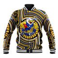 West Coast Eagles Baseball Jacket Indigenous Monochrome Dot Art Mascot Style