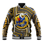 West Coast Eagles Baseball Jacket Indigenous Monochrome Dot Art Mascot Style