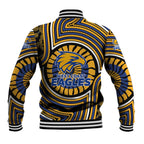 West Coast Eagles Baseball Jacket Indigenous Monochrome Dot Art Mascot Style