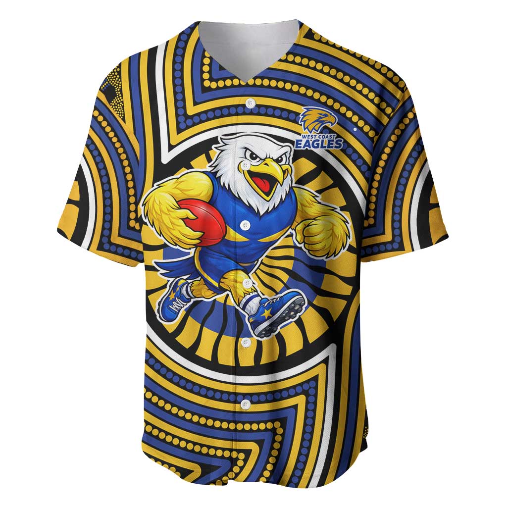 West Coast Eagles Baseball Jersey Indigenous Monochrome Dot Art Mascot Style