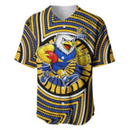 West Coast Eagles Baseball Jersey Indigenous Monochrome Dot Art Mascot Style
