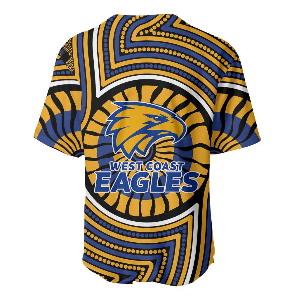 West Coast Eagles Baseball Jersey Indigenous Monochrome Dot Art Mascot Style