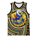 West Coast Eagles Basketball Jersey Indigenous Monochrome Dot Art Mascot Style