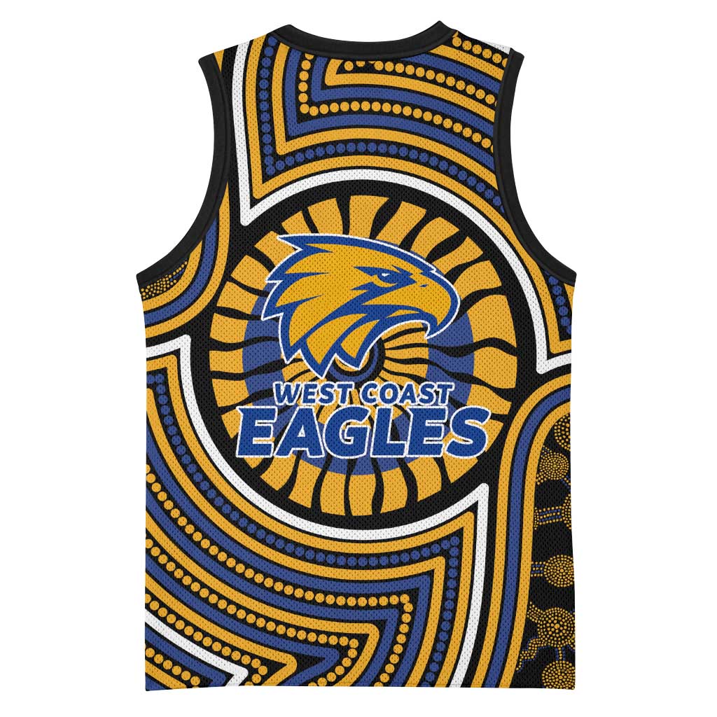 West Coast Eagles Basketball Jersey Indigenous Monochrome Dot Art Mascot Style