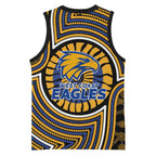 West Coast Eagles Basketball Jersey Indigenous Monochrome Dot Art Mascot Style