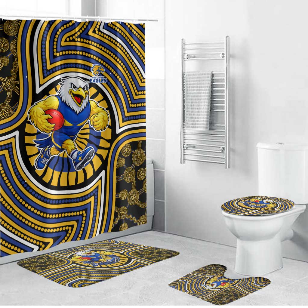West Coast Eagles Bathroom Set Indigenous Monochrome Dot Art Mascot Style