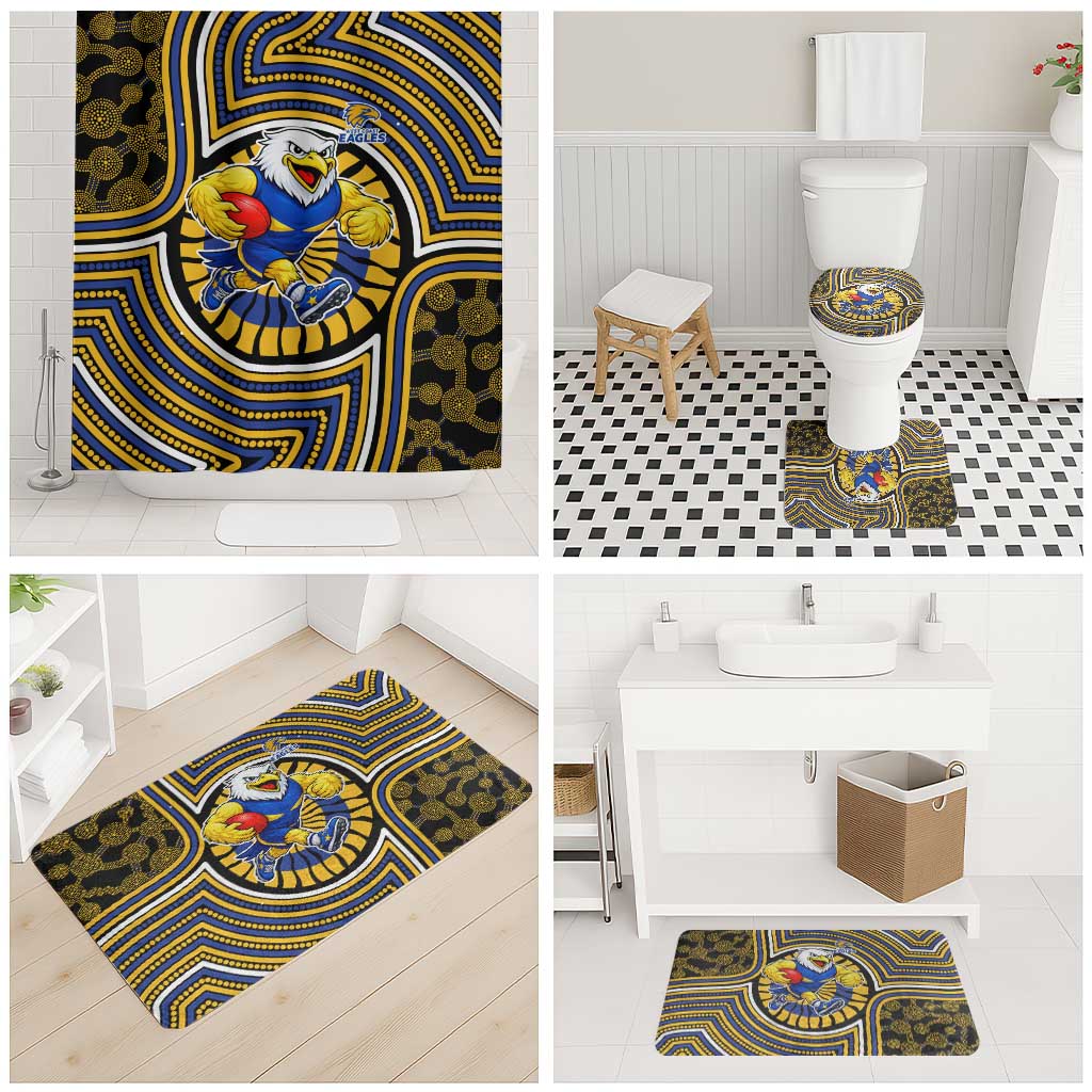 West Coast Eagles Bathroom Set Indigenous Monochrome Dot Art Mascot Style