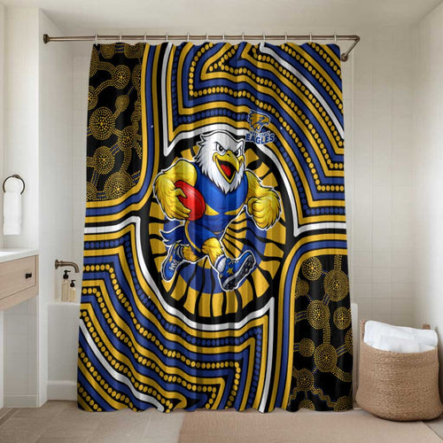 West Coast Eagles Bathroom Set Indigenous Monochrome Dot Art Mascot Style