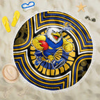 West Coast Eagles Beach Blanket Indigenous Monochrome Dot Art Mascot Style
