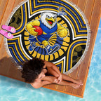 West Coast Eagles Beach Blanket Indigenous Monochrome Dot Art Mascot Style