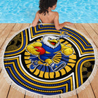 West Coast Eagles Beach Blanket Indigenous Monochrome Dot Art Mascot Style
