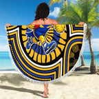 West Coast Eagles Beach Blanket Indigenous Monochrome Dot Art Mascot Style