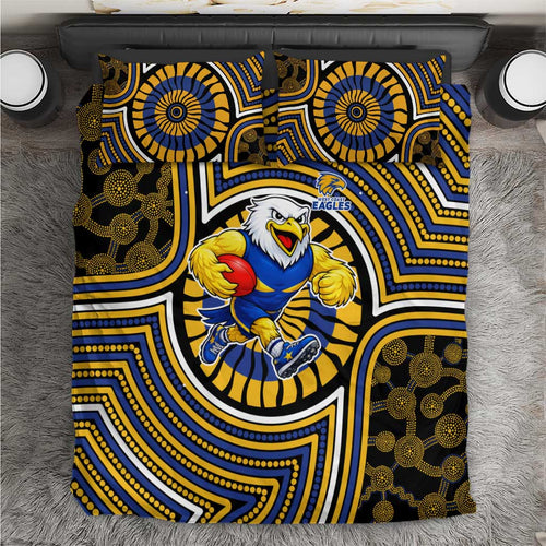 West Coast Eagles Bedding Set Indigenous Monochrome Dot Art Mascot Style