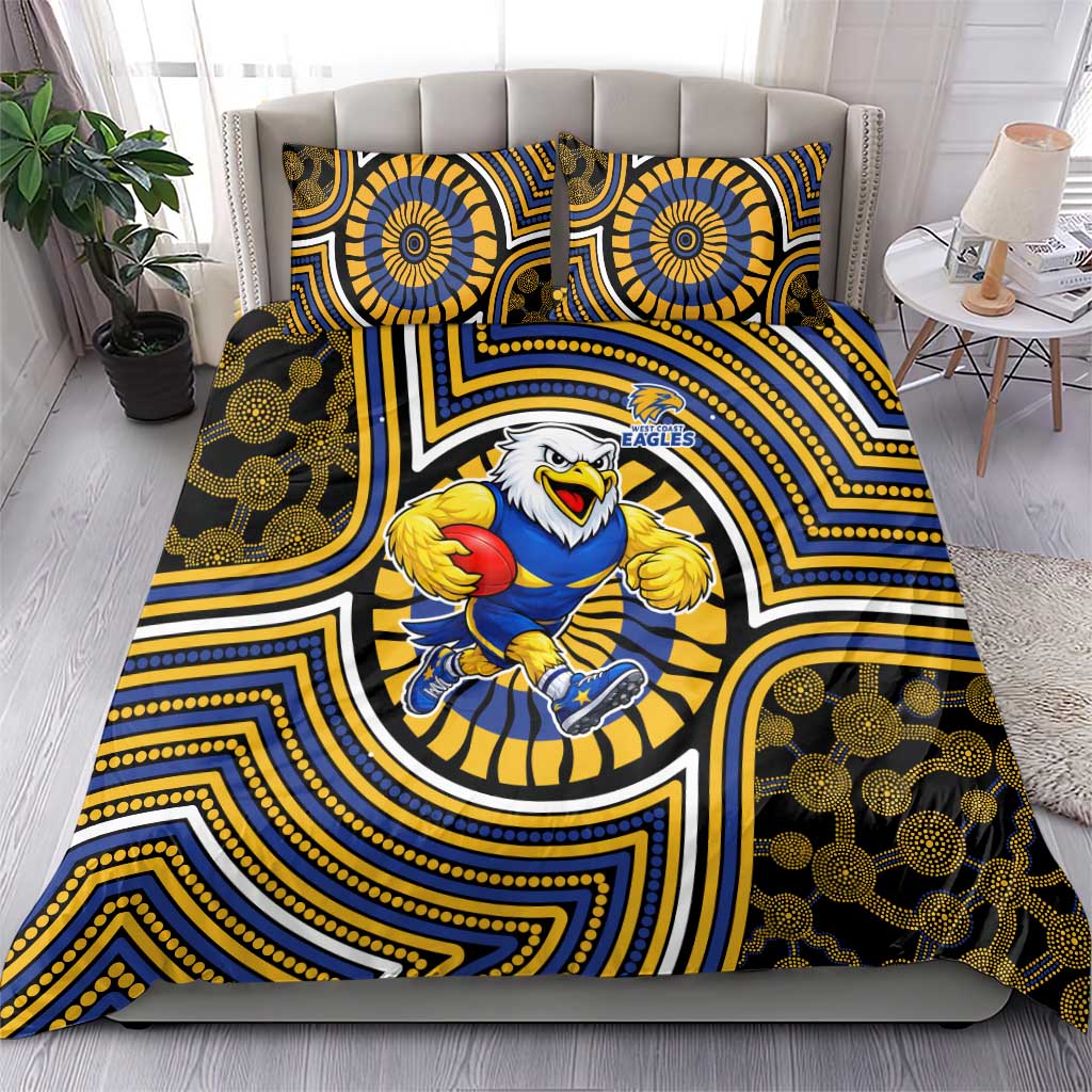 West Coast Eagles Bedding Set Indigenous Monochrome Dot Art Mascot Style