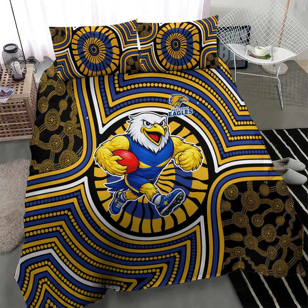 West Coast Eagles Bedding Set Indigenous Monochrome Dot Art Mascot Style