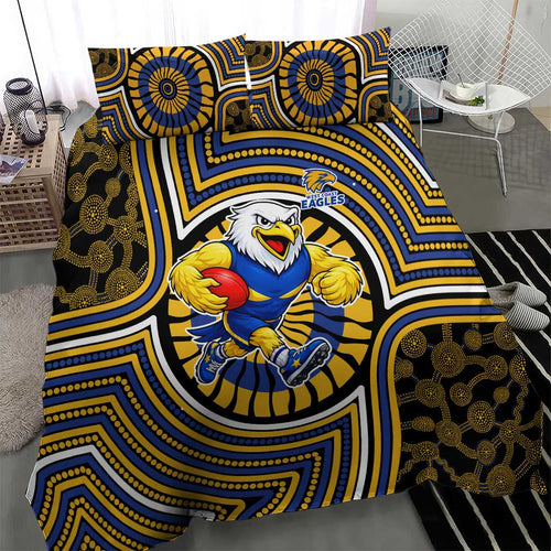 West Coast Eagles Bedding Set Indigenous Monochrome Dot Art Mascot Style
