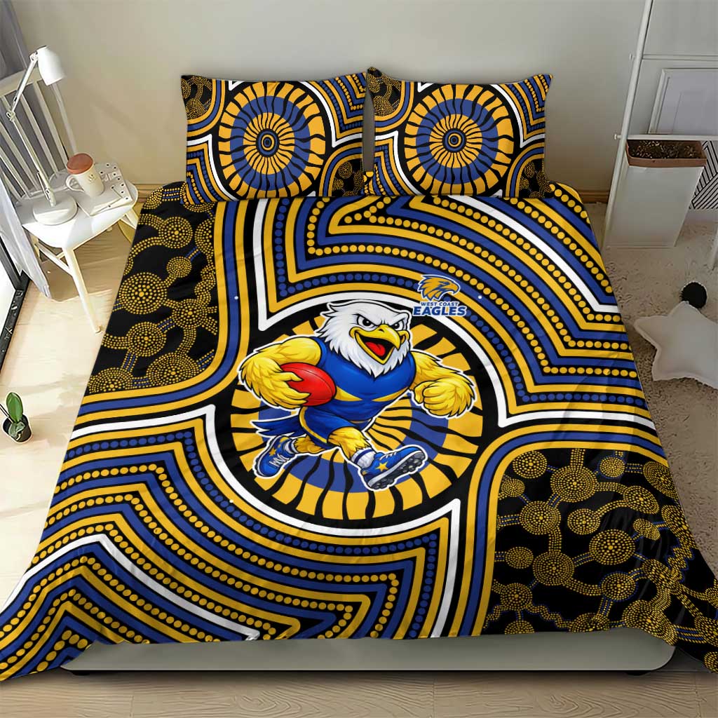 West Coast Eagles Bedding Set Indigenous Monochrome Dot Art Mascot Style