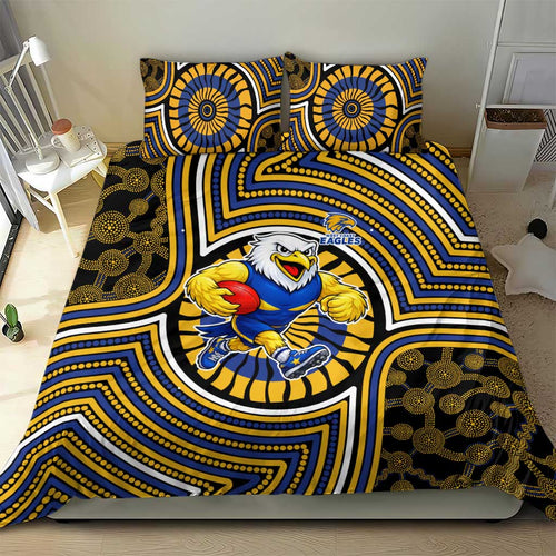 West Coast Eagles Bedding Set Indigenous Monochrome Dot Art Mascot Style