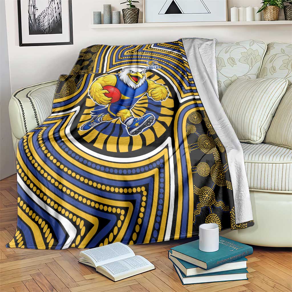 West Coast Eagles Blanket Indigenous Monochrome Dot Art Mascot Style