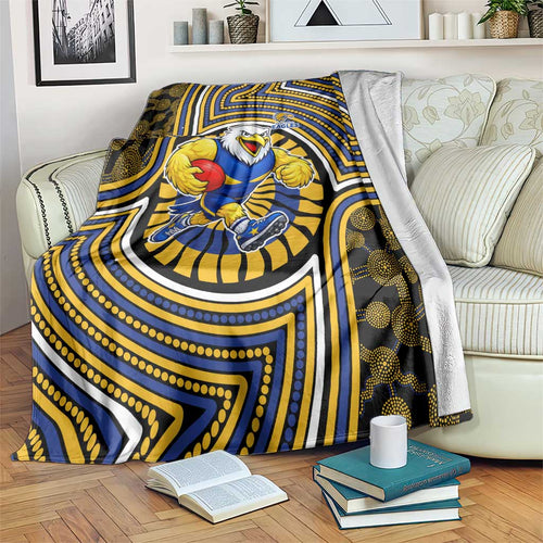 West Coast Eagles Blanket Indigenous Monochrome Dot Art Mascot Style