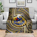 West Coast Eagles Blanket Indigenous Monochrome Dot Art Mascot Style