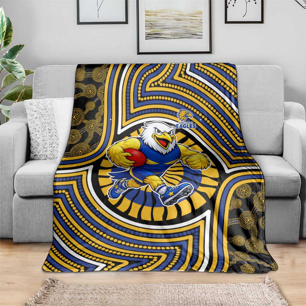 West Coast Eagles Blanket Indigenous Monochrome Dot Art Mascot Style