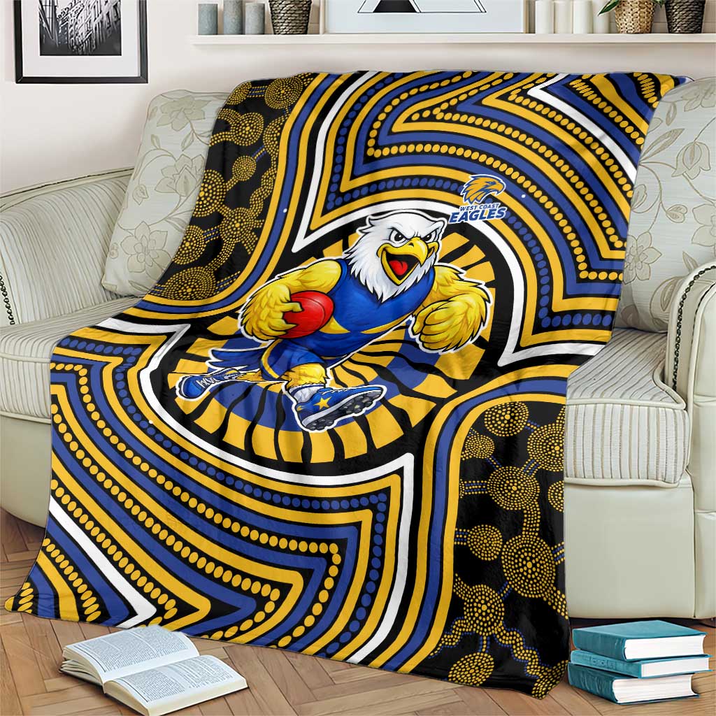 West Coast Eagles Blanket Indigenous Monochrome Dot Art Mascot Style