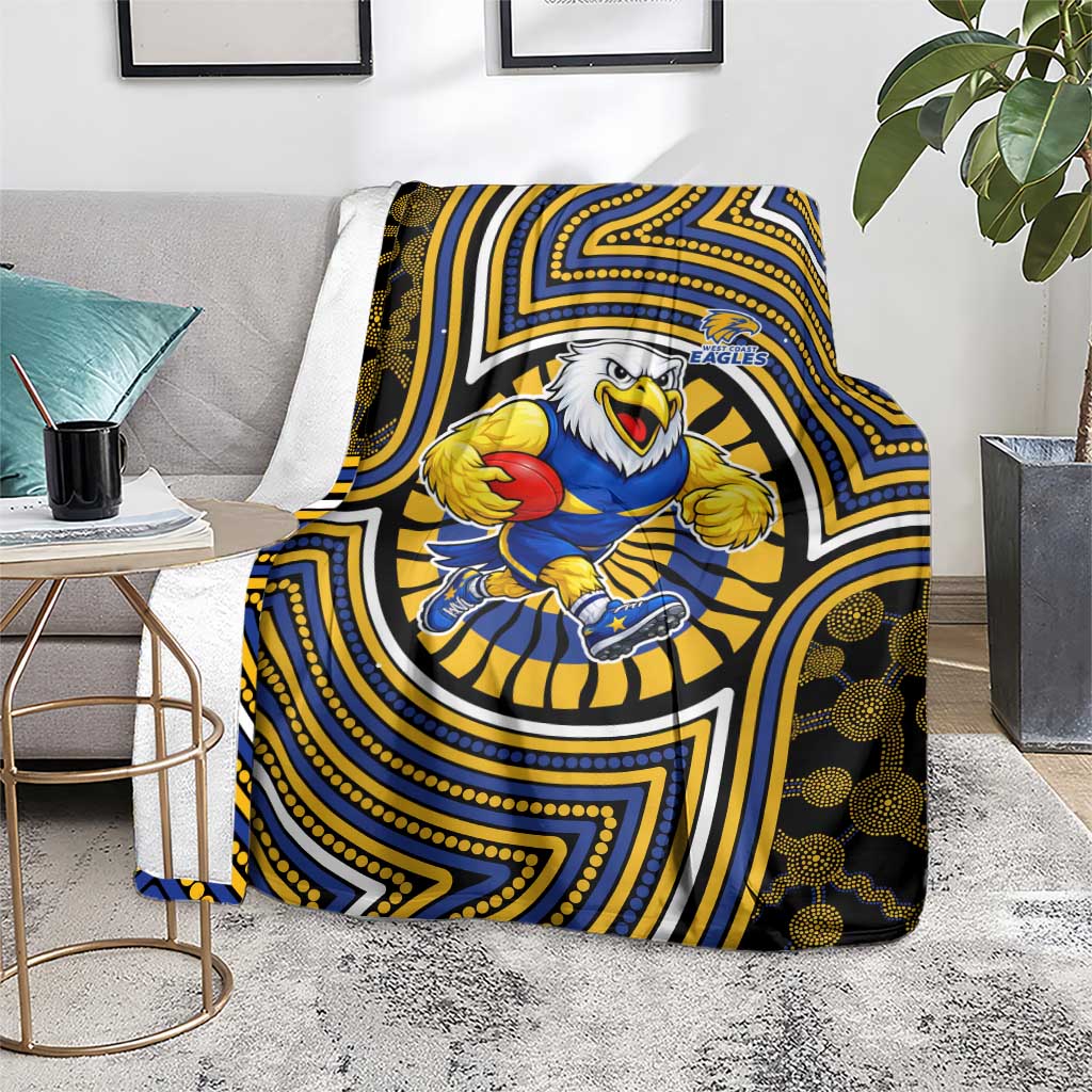 West Coast Eagles Blanket Indigenous Monochrome Dot Art Mascot Style