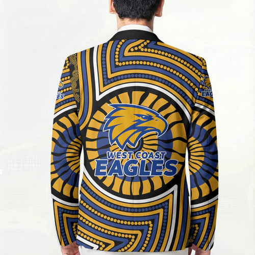 West Coast Eagles Blazer Indigenous Monochrome Dot Art Mascot Style