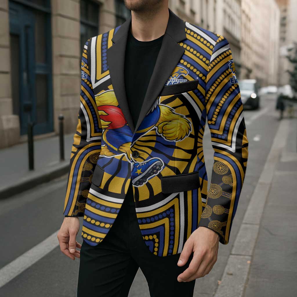 West Coast Eagles Blazer Indigenous Monochrome Dot Art Mascot Style