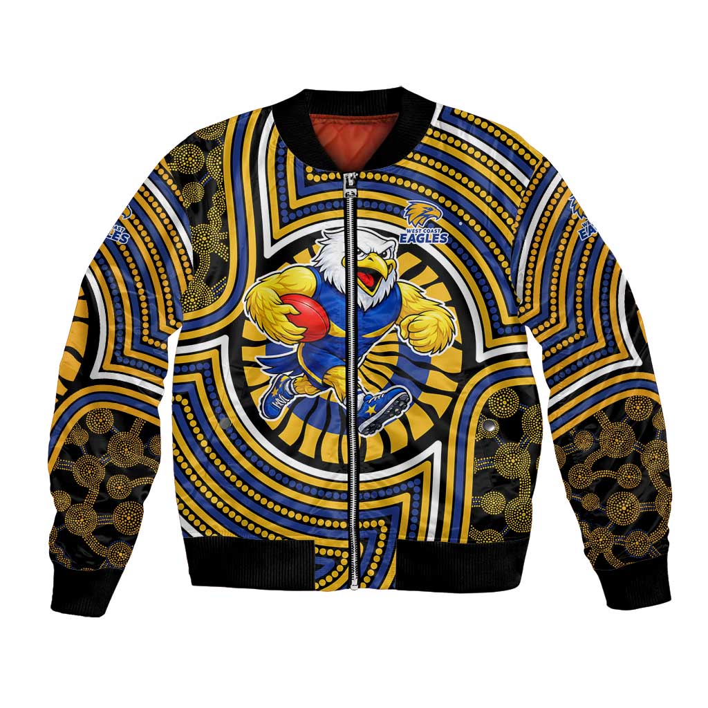 West Coast Eagles Bomber Jacket Indigenous Monochrome Dot Art Mascot Style