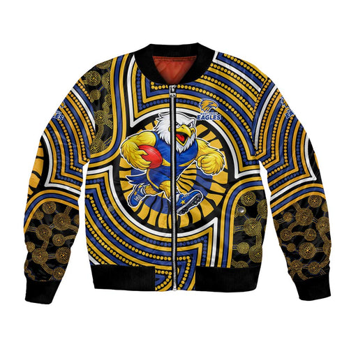 West Coast Eagles Bomber Jacket Indigenous Monochrome Dot Art Mascot Style