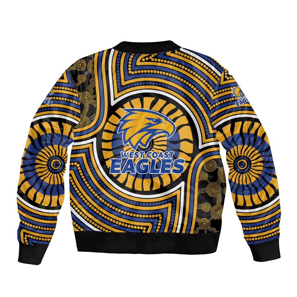 West Coast Eagles Bomber Jacket Indigenous Monochrome Dot Art Mascot Style