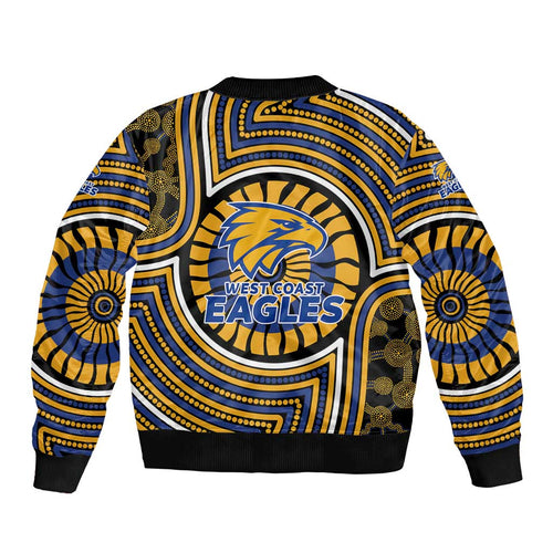West Coast Eagles Bomber Jacket Indigenous Monochrome Dot Art Mascot Style