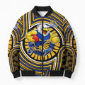 West Coast Eagles Bomber Puffer Jacket Indigenous Monochrome Dot Art Mascot Style