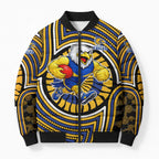 West Coast Eagles Bomber Puffer Jacket Indigenous Monochrome Dot Art Mascot Style