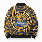West Coast Eagles Bomber Puffer Jacket Indigenous Monochrome Dot Art Mascot Style