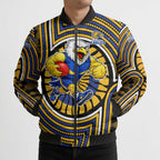 West Coast Eagles Bomber Puffer Jacket Indigenous Monochrome Dot Art Mascot Style