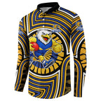 West Coast Eagles Button Sweatshirt Indigenous Monochrome Dot Art Mascot Style