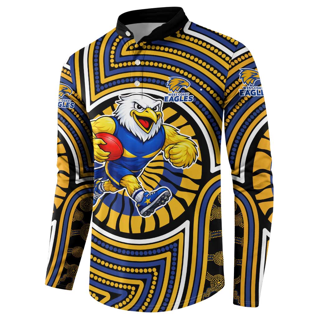 West Coast Eagles Button Sweatshirt Indigenous Monochrome Dot Art Mascot Style