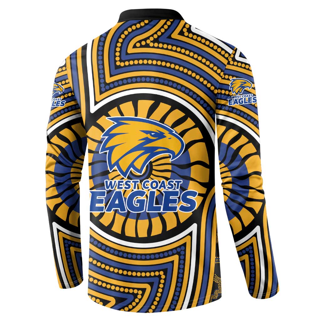West Coast Eagles Button Sweatshirt Indigenous Monochrome Dot Art Mascot Style