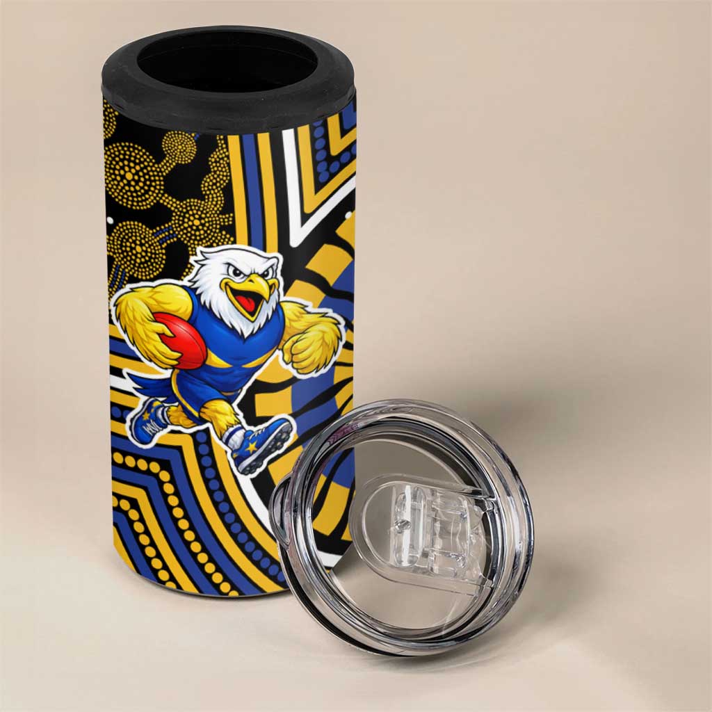 West Coast Eagles 4 in 1 Can Cooler Tumbler Indigenous Monochrome Dot Art Mascot Style