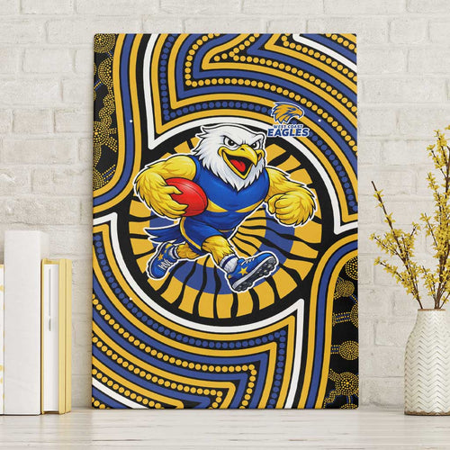 West Coast Eagles Canvas Wall Art Indigenous Monochrome Dot Art Mascot Style