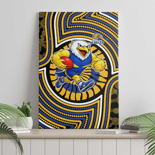West Coast Eagles Canvas Wall Art Indigenous Monochrome Dot Art Mascot Style