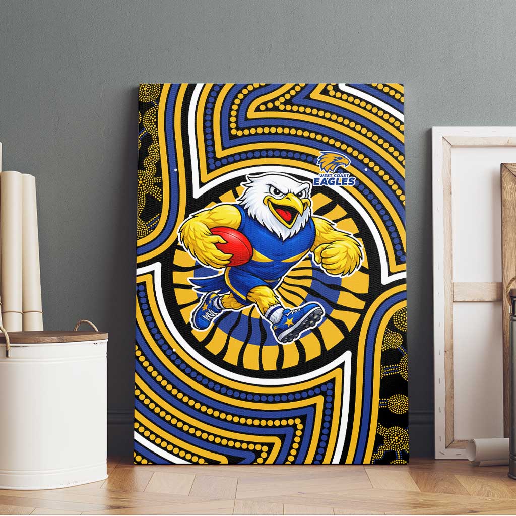 West Coast Eagles Canvas Wall Art Indigenous Monochrome Dot Art Mascot Style